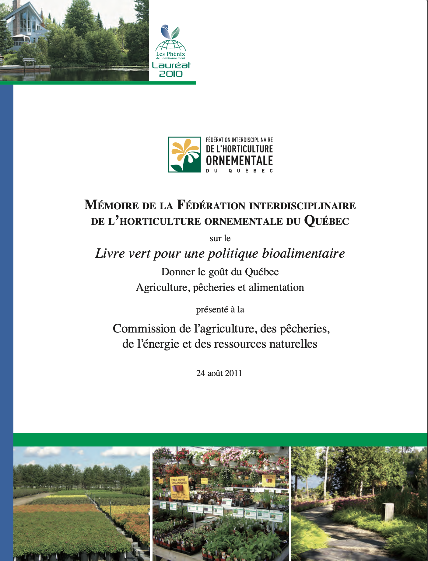Québec Vert_Mémoire FIHOQ sur le livre vert sur la politique bioalimentaire (MAPAQ)